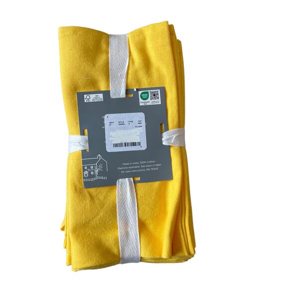 12pc Rachel Ashwell Farmhouse Cotton Dinner Napkins 18x18 Yellow NEW - Picture 9 of 10